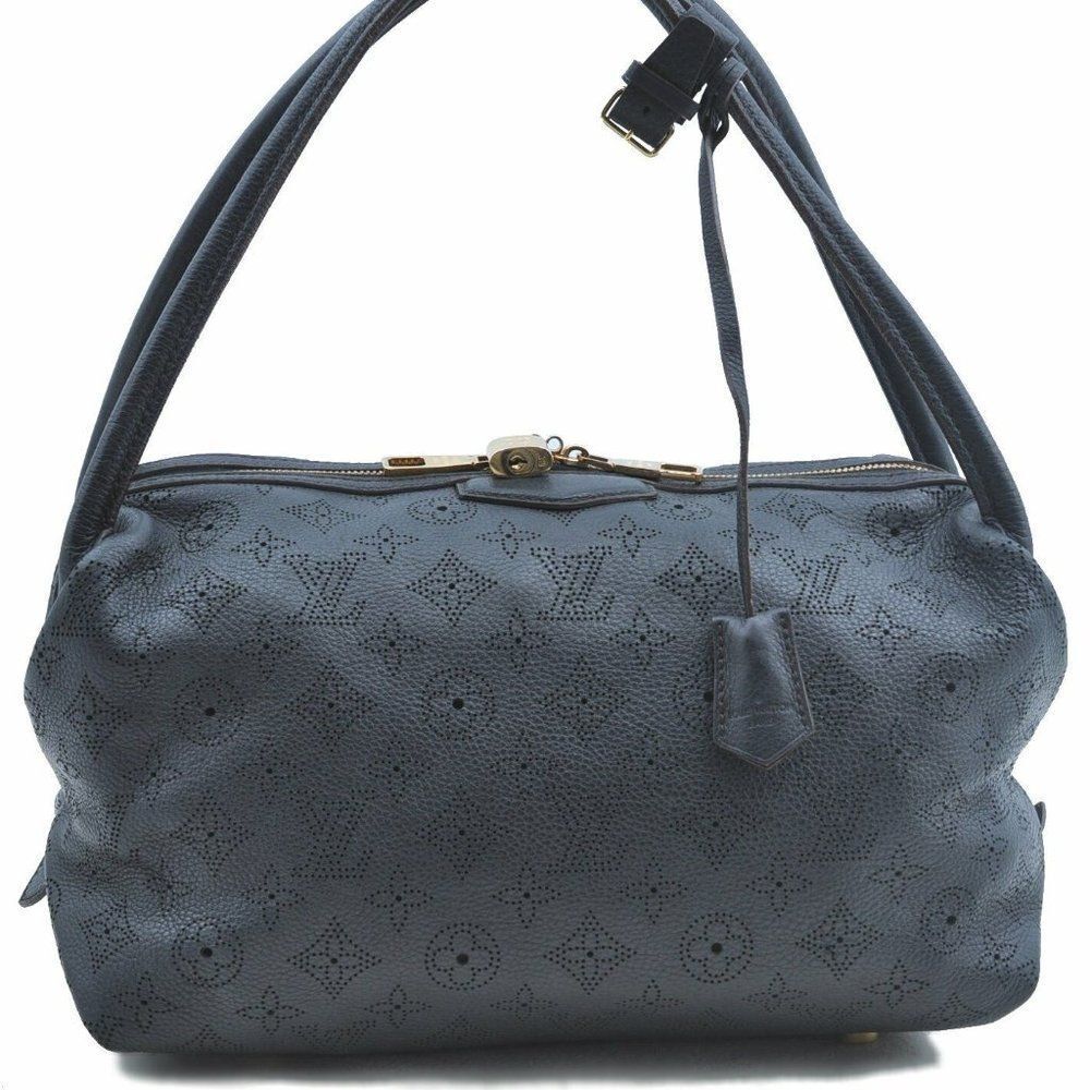 Louis Vuitton Galatea PM Mahina Leather Shoulder Tote Bag Black